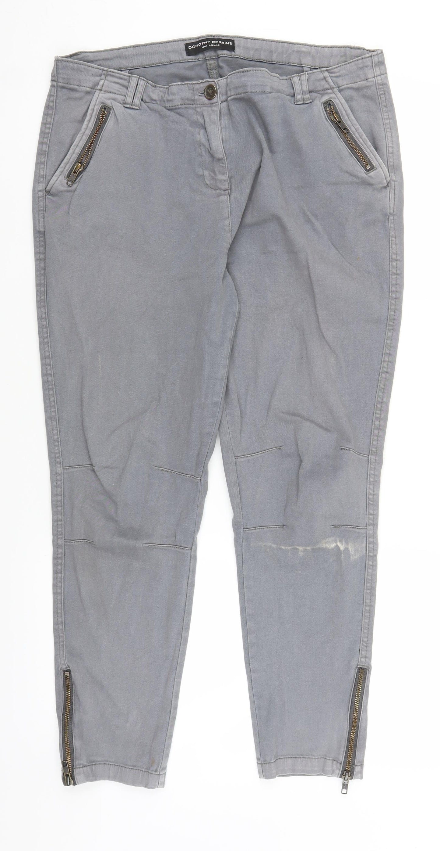 Dorothy Perkins Womens Grey  Denim Straight Jeans Size 16 L26 in