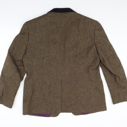 Marks and Spencer Mens Brown  Tweed Jacket Suit Jacket Size 44  - contrast collar