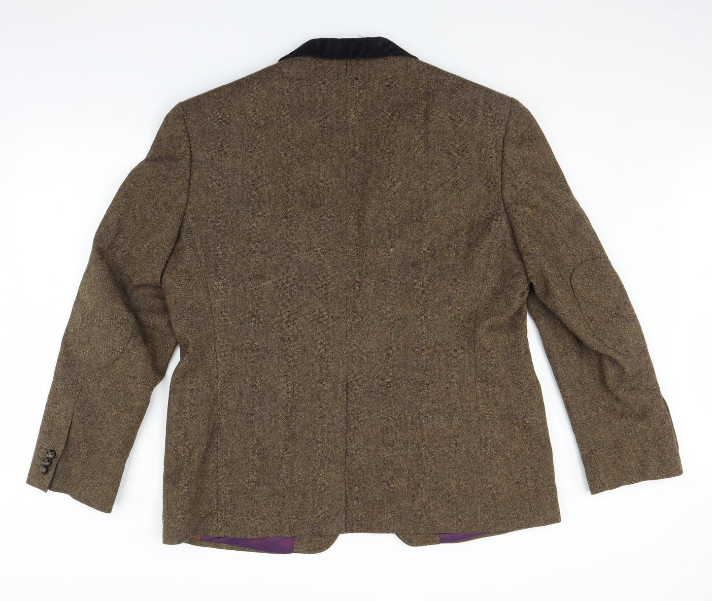 Marks and Spencer Mens Brown  Tweed Jacket Suit Jacket Size 44  - contrast collar