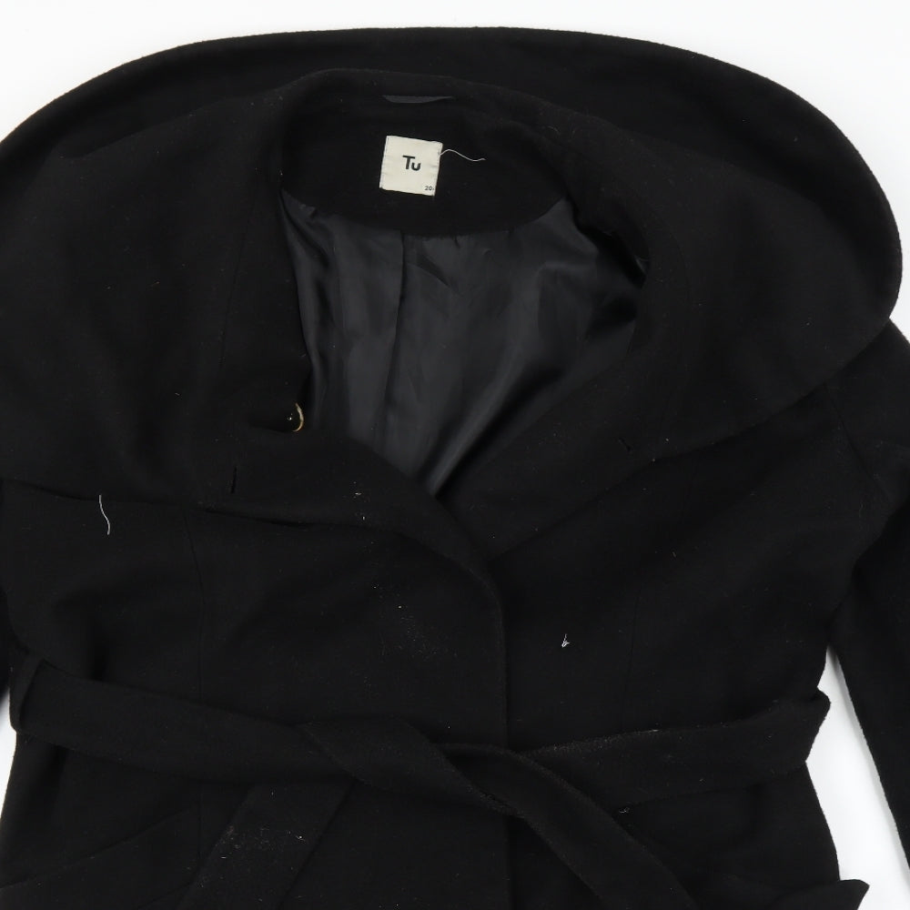 TU Womens Black   Overcoat Coat Size 20