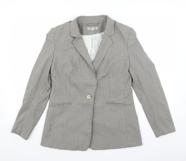H&M Womens Green Houndstooth Jacket Blazer Size 12