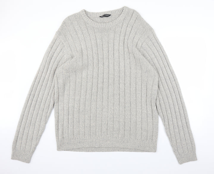 South Bay Mens Grey Knit Pullover Jumper Size L