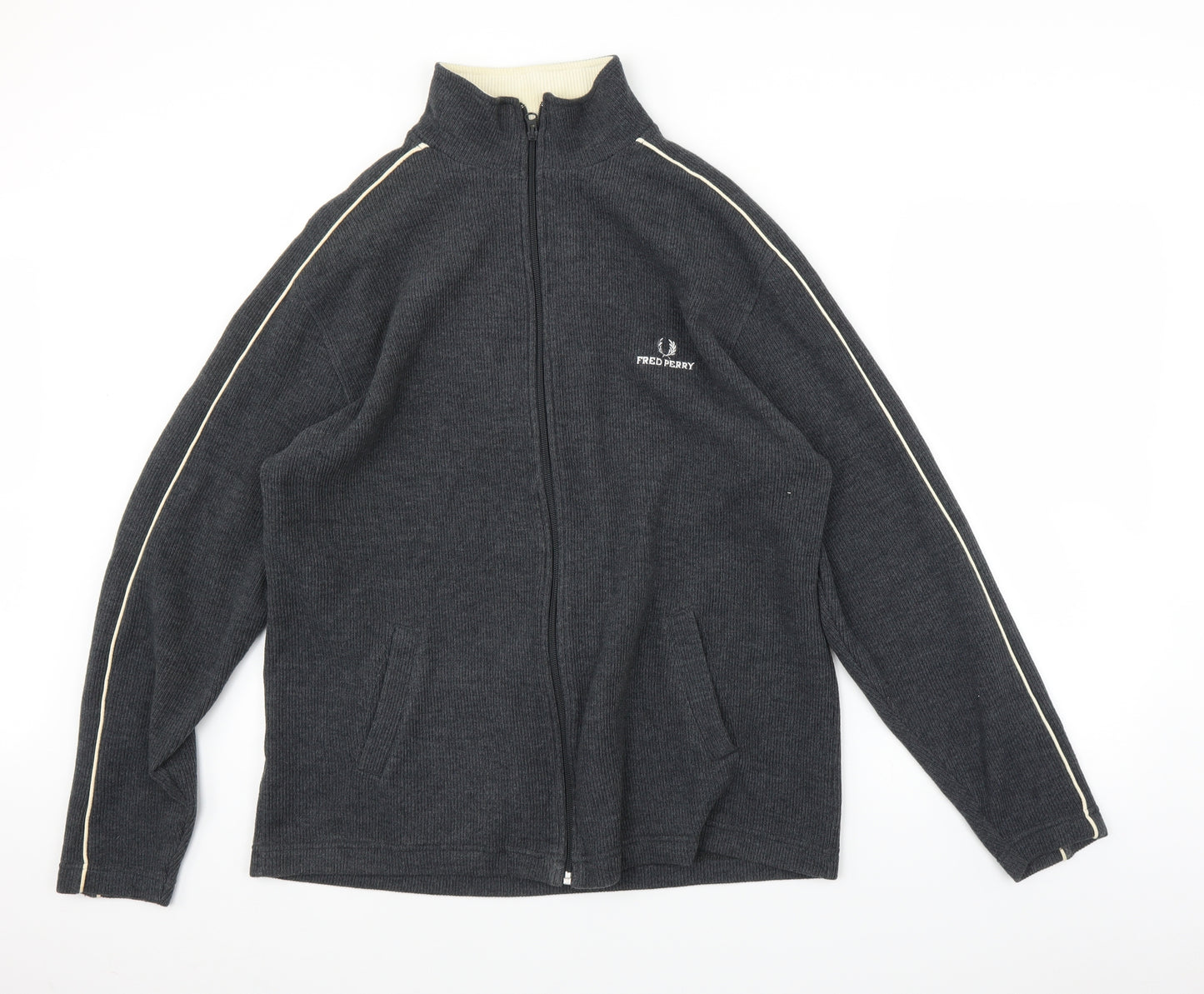 Fred Perry Mens Grey  Knit Full Zip Sweatshirt Size L