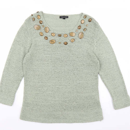 Touch Womens Green  Knit Pullover Jumper Size M