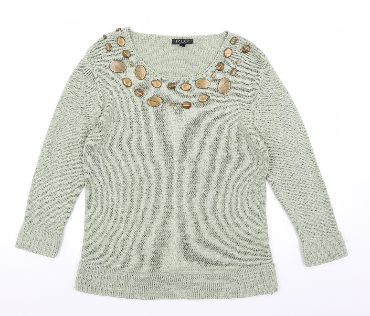 Touch Womens Green  Knit Pullover Jumper Size M