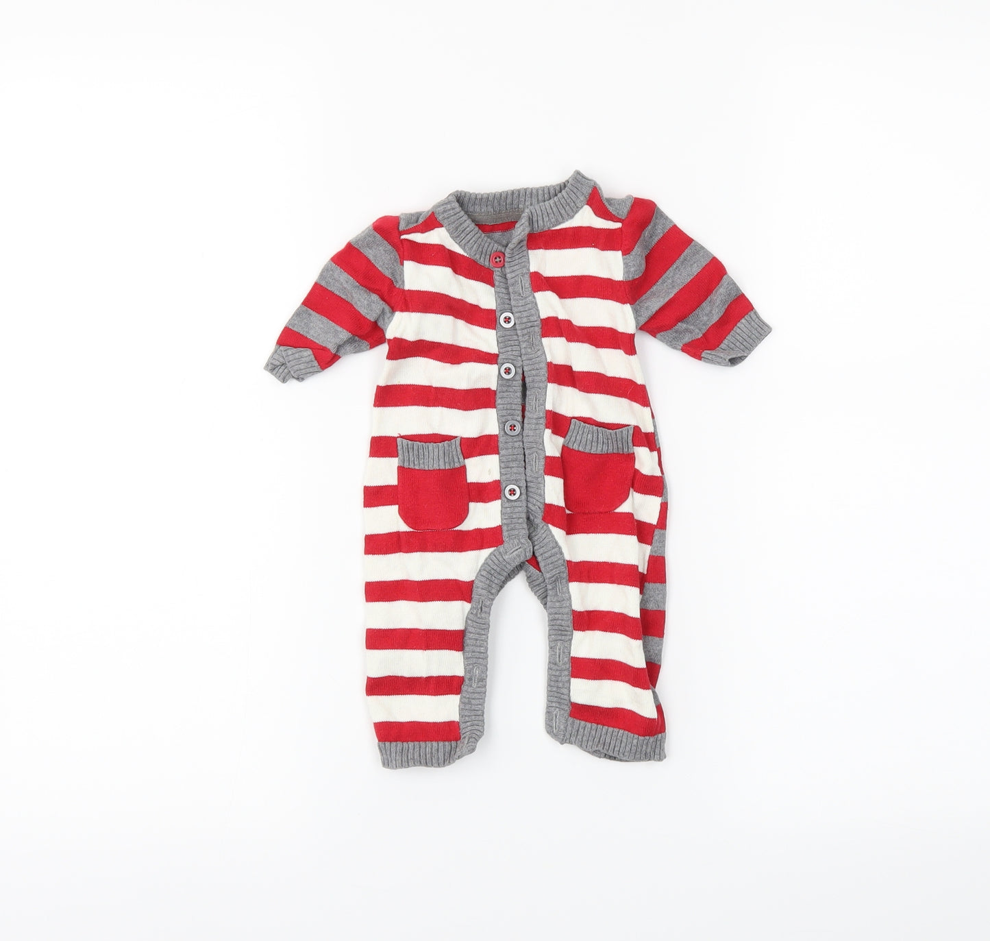 George Baby Grey Striped  Babygrow One-Piece Size Newborn