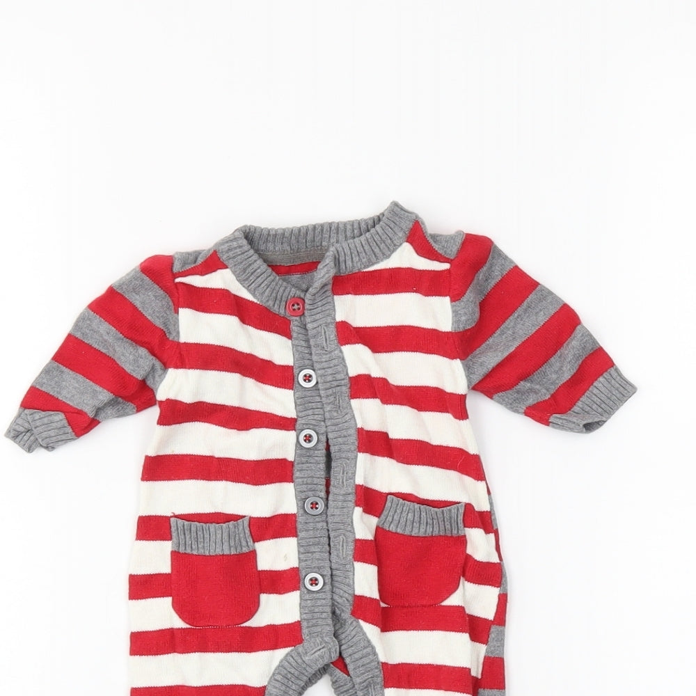 George Baby Grey Striped  Babygrow One-Piece Size Newborn