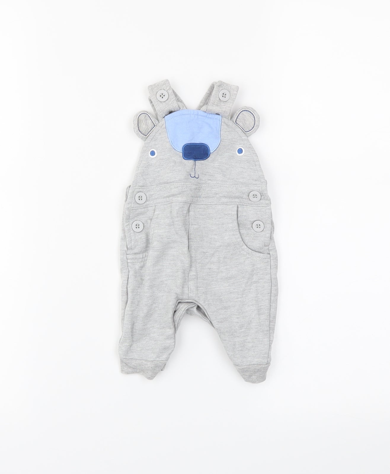 Earlydays Boys Grey   Dungaree One-Piece Size Newborn