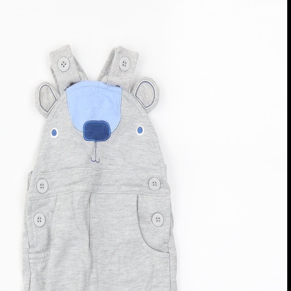Earlydays Boys Grey   Dungaree One-Piece Size Newborn