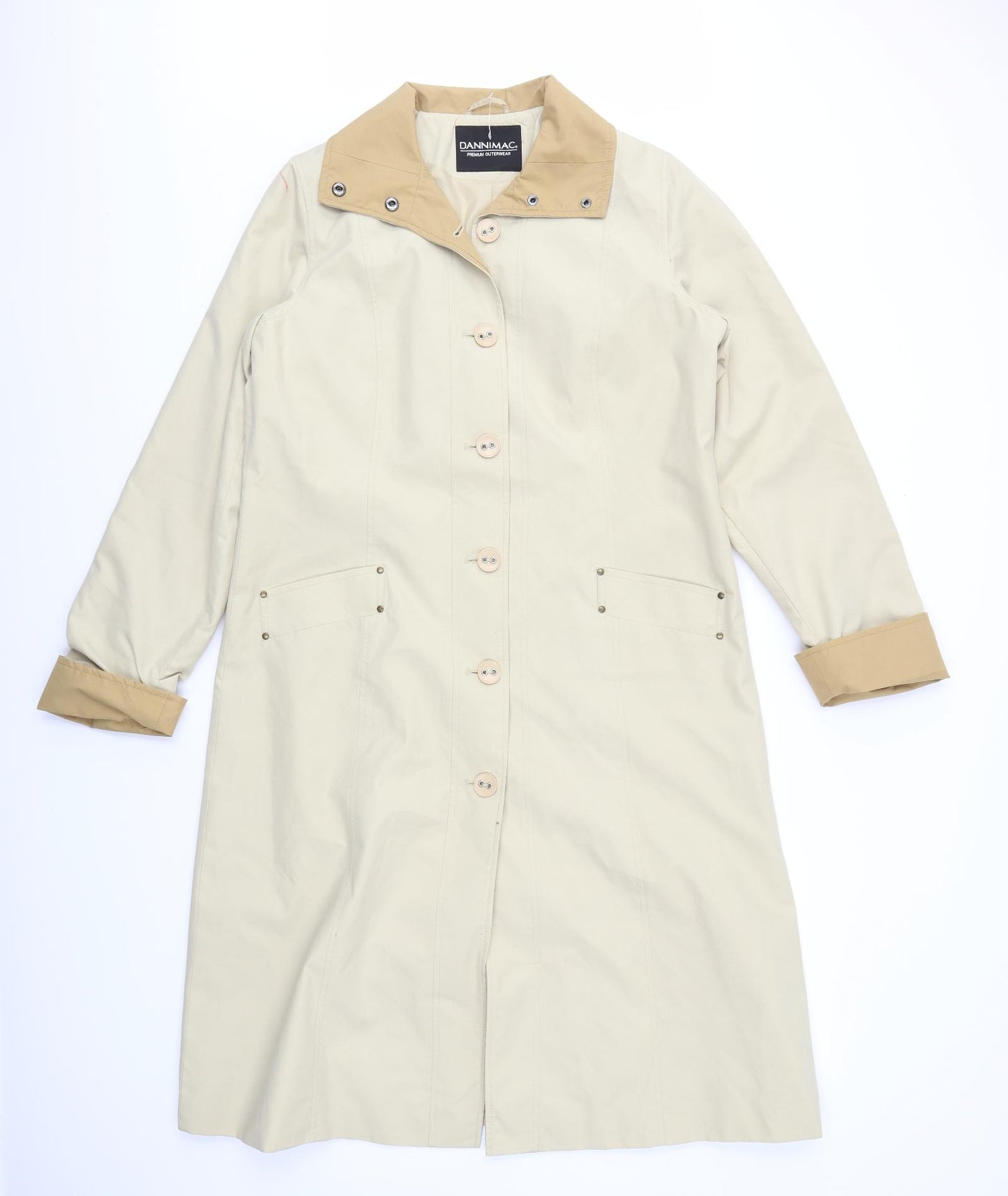 DANNIMAC Womens Beige   Pea Coat Coat Size 12