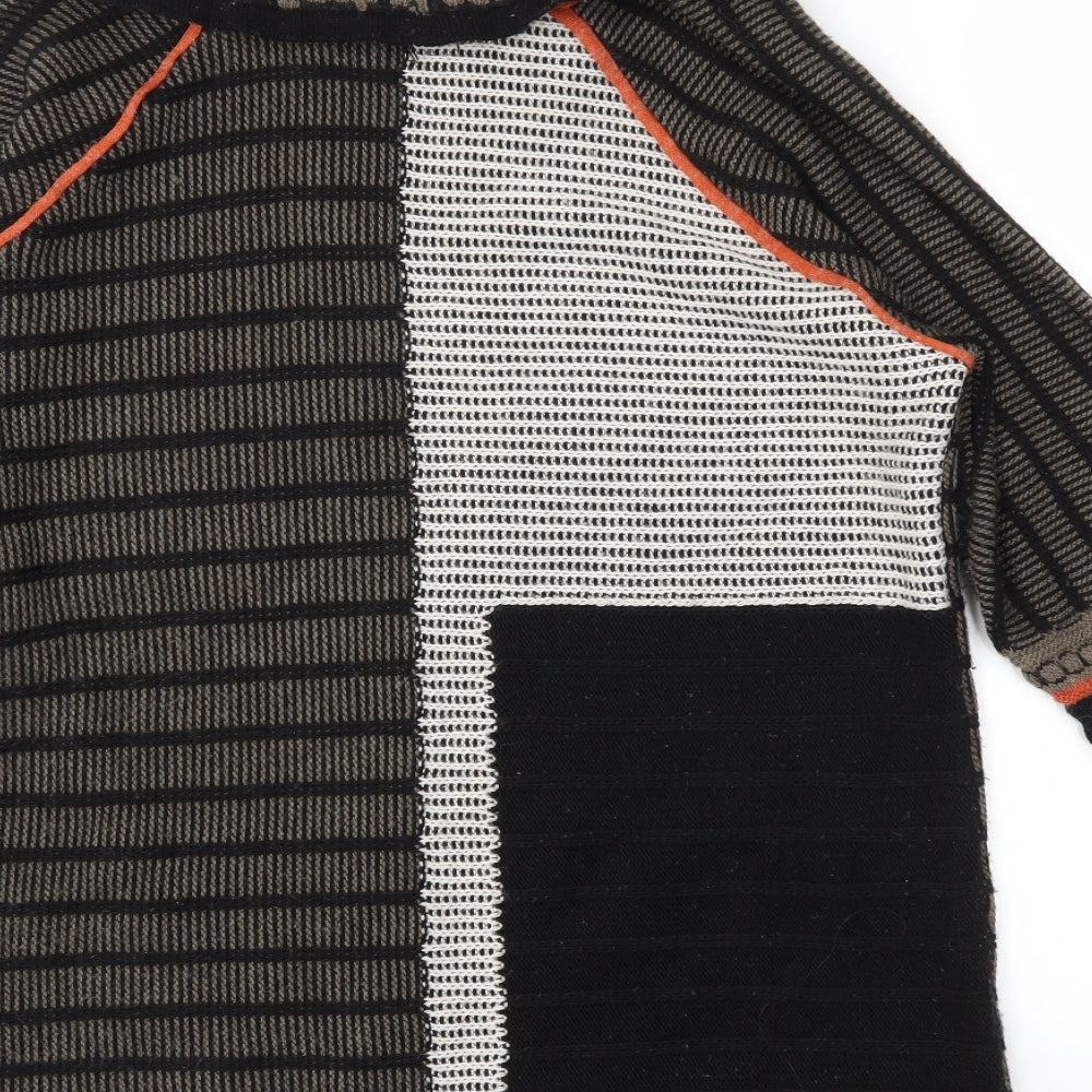 Kaleidoscope Womens Black Striped  Pullover Jumper Size L