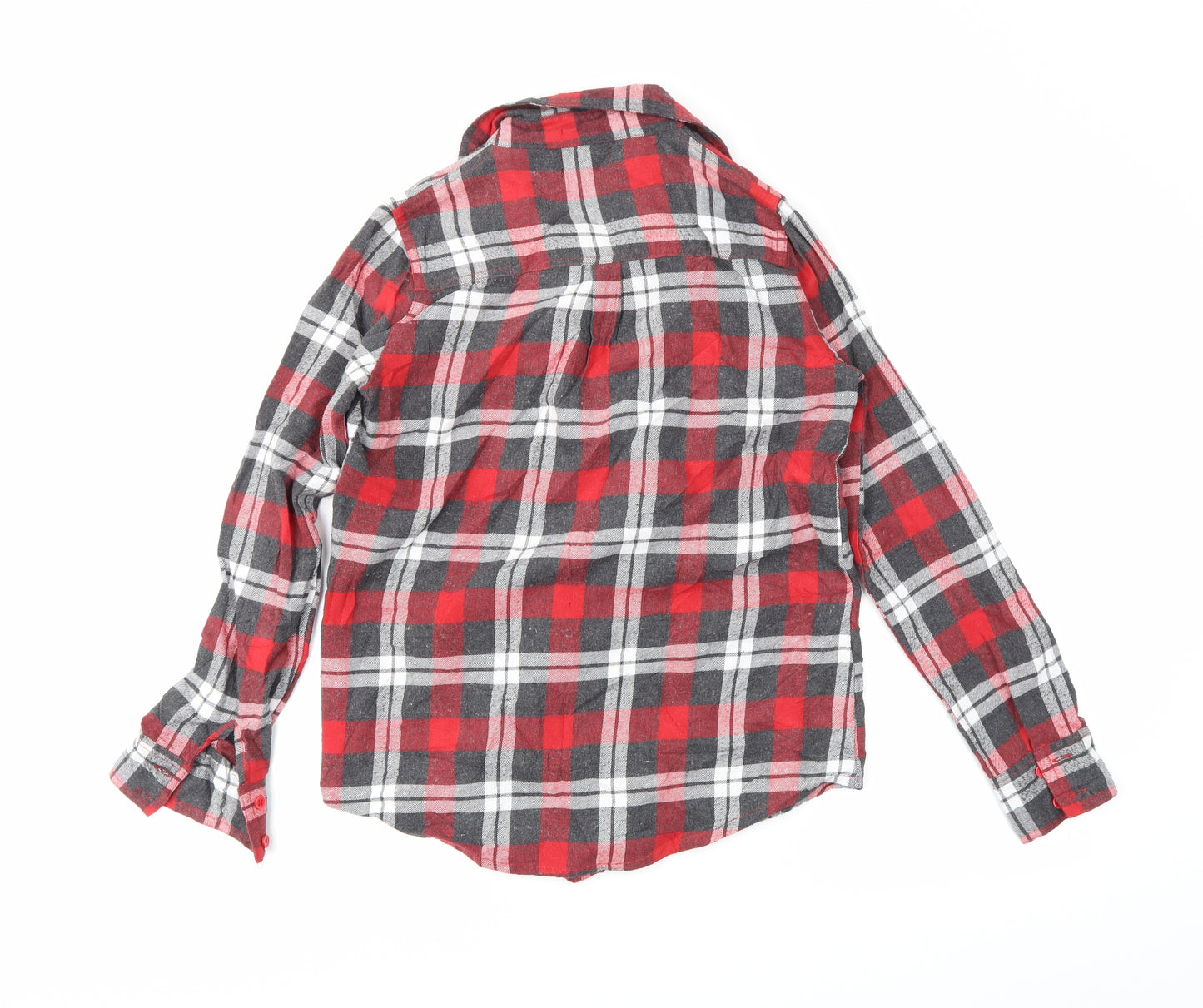 Boohoo Womens Red Plaid  Basic Button-Up Size 10