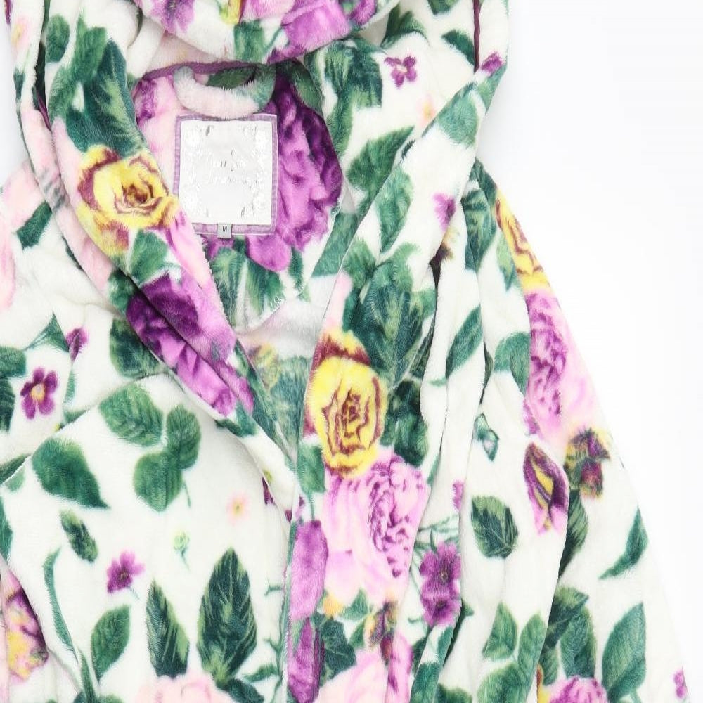 TU Womens White Floral  Capri Robe Size M