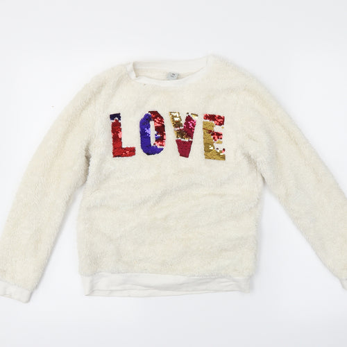 TU Girls Ivory   Pullover Jumper Size 10 Years