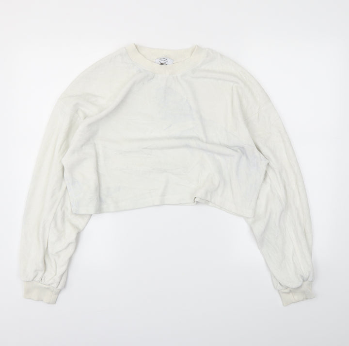 Bershka Womens White   Pullover Jumper Size L