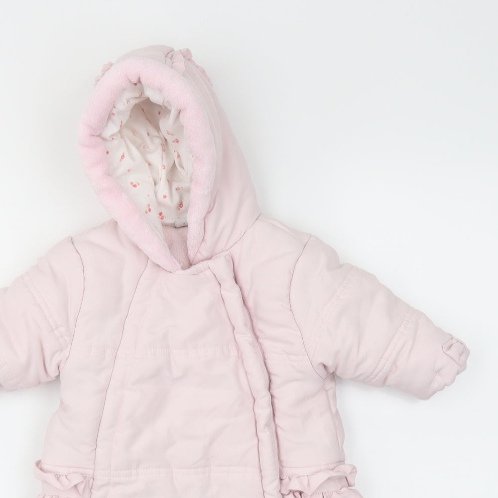 Mini Club Girls Pink   Puffer Jacket Snowsuit Size 3-6 Months
