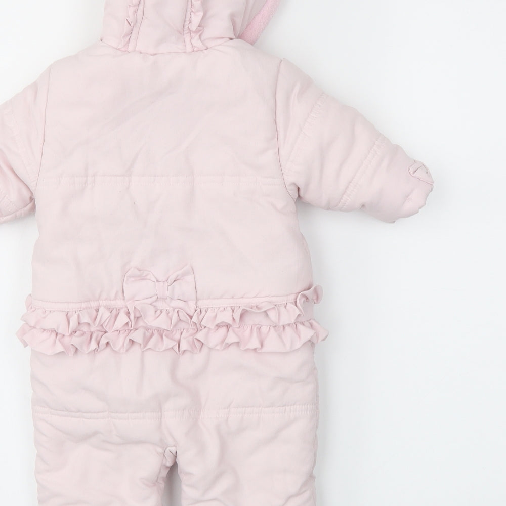 Mini Club Girls Pink   Puffer Jacket Snowsuit Size 3-6 Months