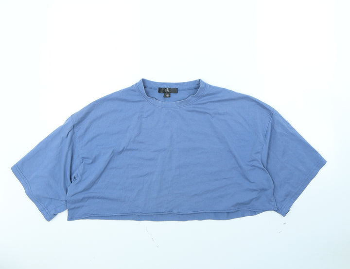 Missguided Womens Blue Cropped T-Shirt Size 8