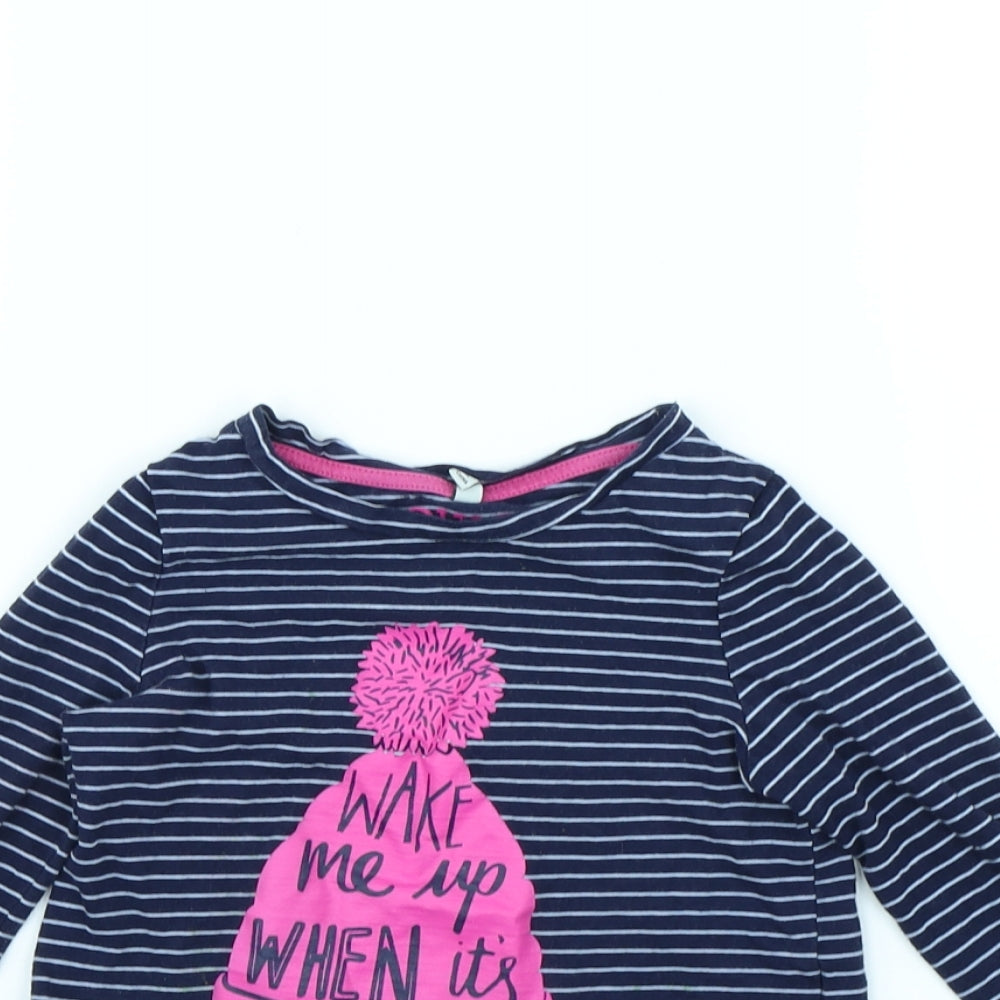 Joules Girls Blue Striped  Basic T-Shirt Size 3 Years
