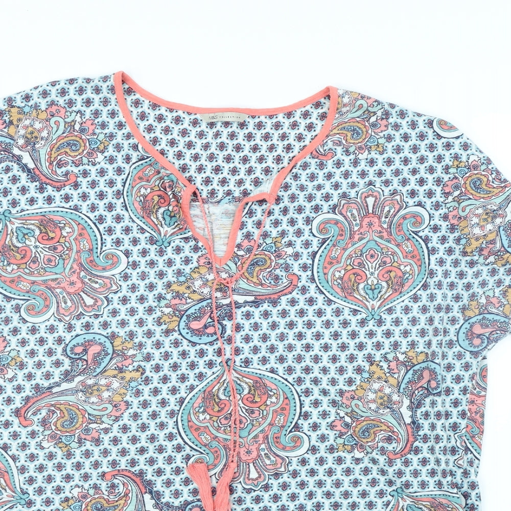 M&S Womens Multicoloured Fair Isle  Basic T-Shirt Size 22