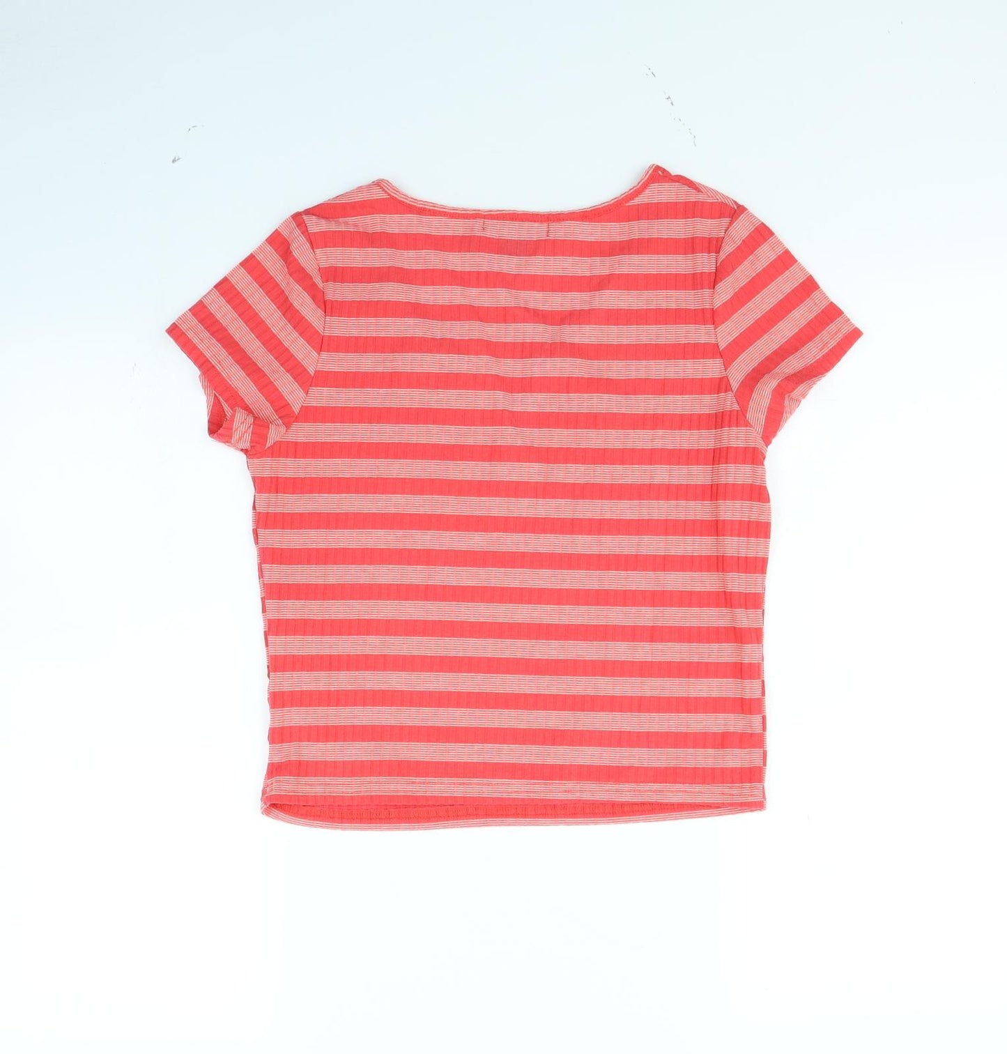 Primark Womens Red Striped  Cropped T-Shirt Size M