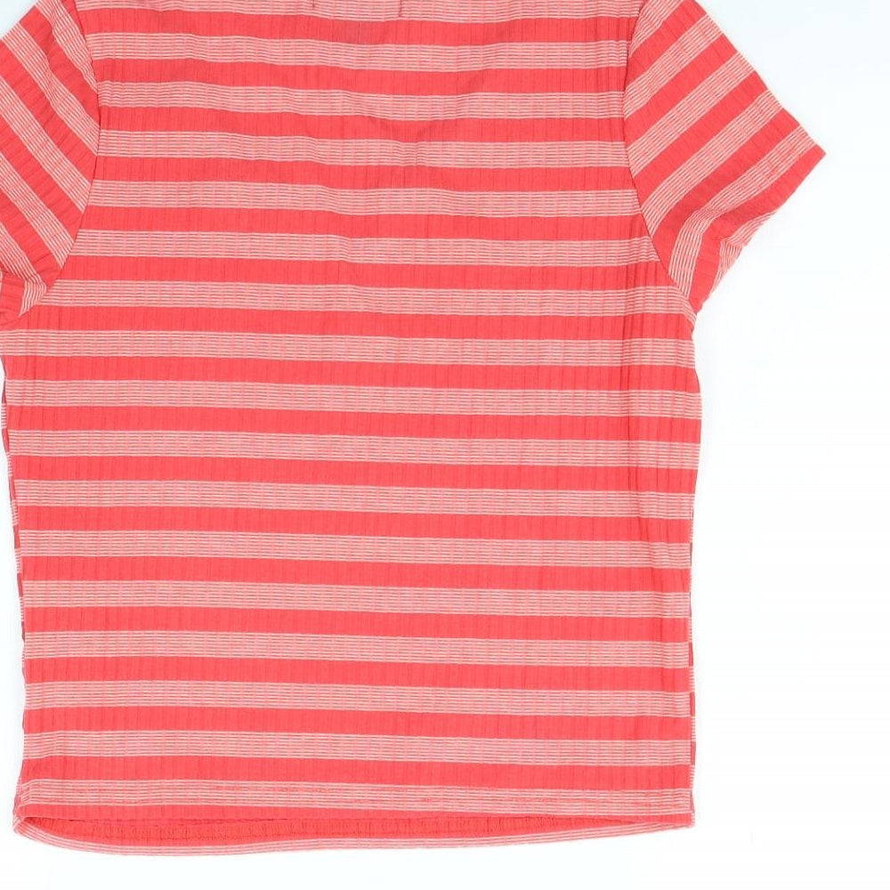 Primark Womens Red Striped  Cropped T-Shirt Size M