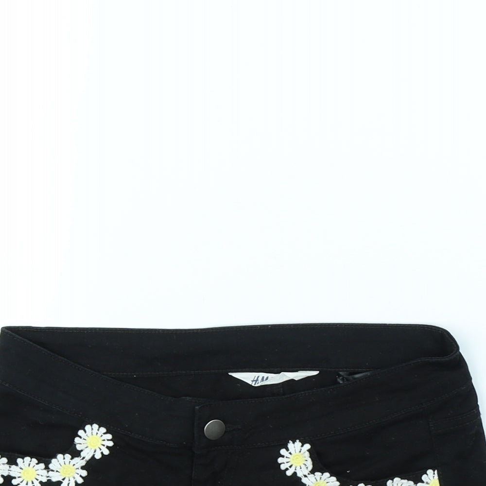 H&M Girls Black   Cut-Off Shorts Size 12 Years