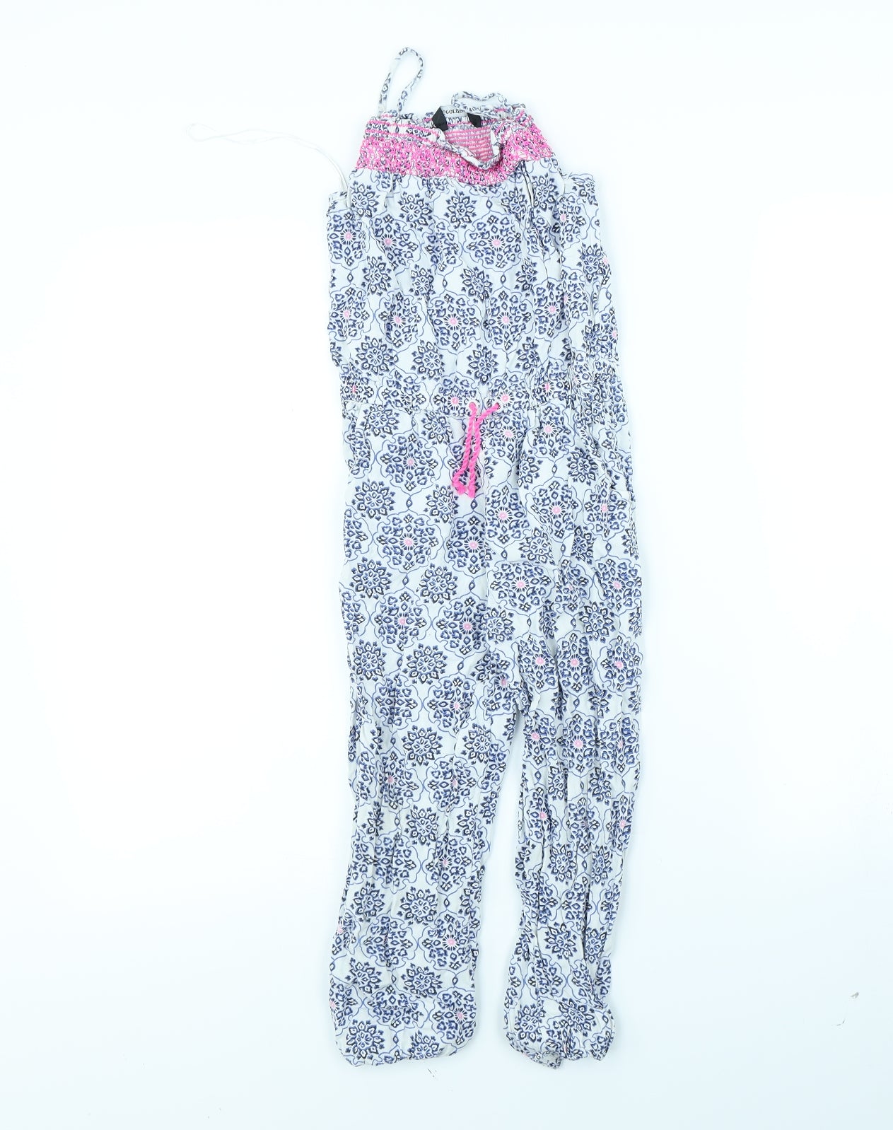 George Girls White Geometric  Jumpsuit One-Piece Size 7 Years
