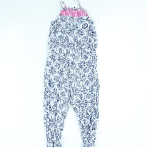 George Girls White Geometric  Jumpsuit One-Piece Size 7 Years