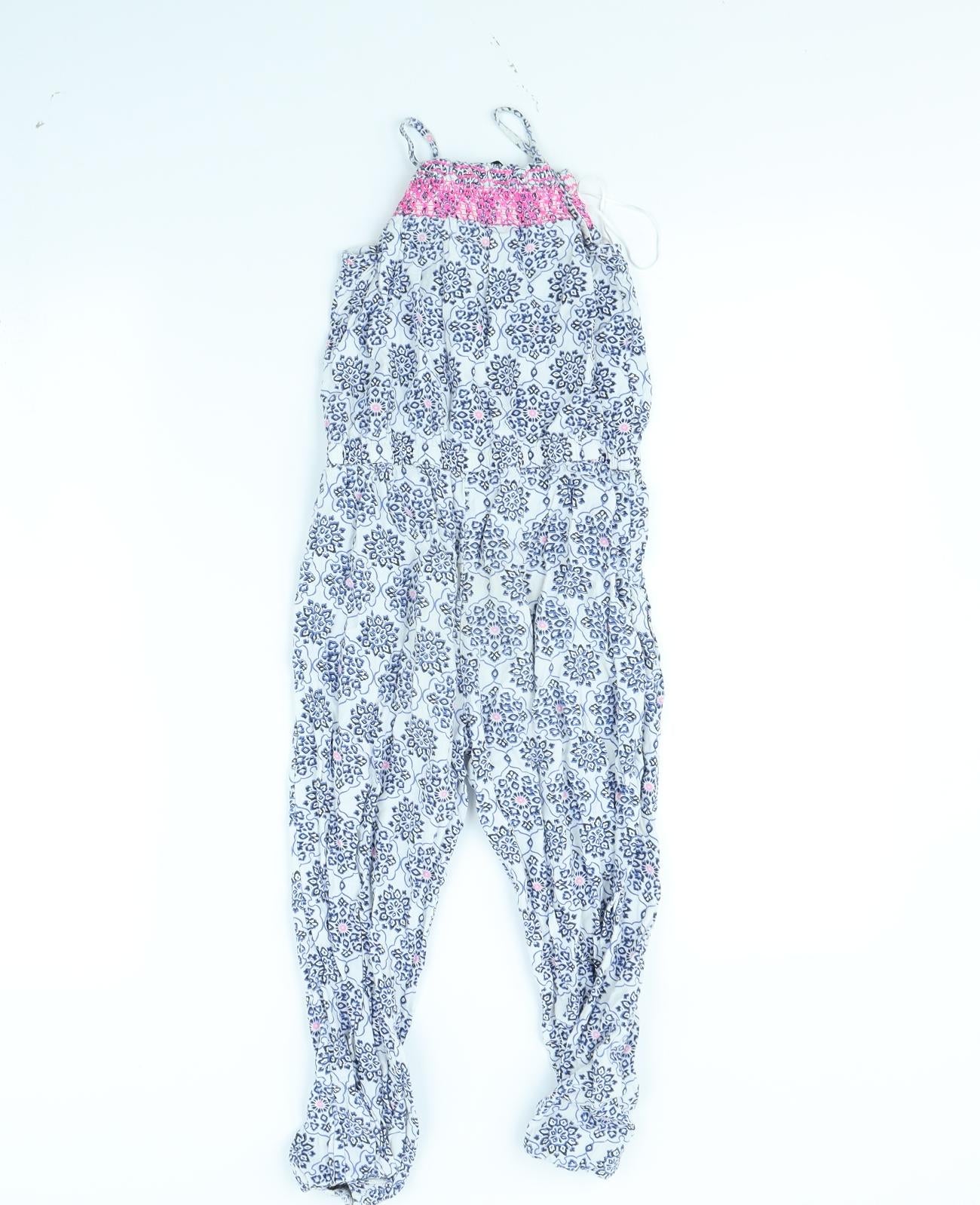 George Girls White Geometric  Jumpsuit One-Piece Size 7 Years