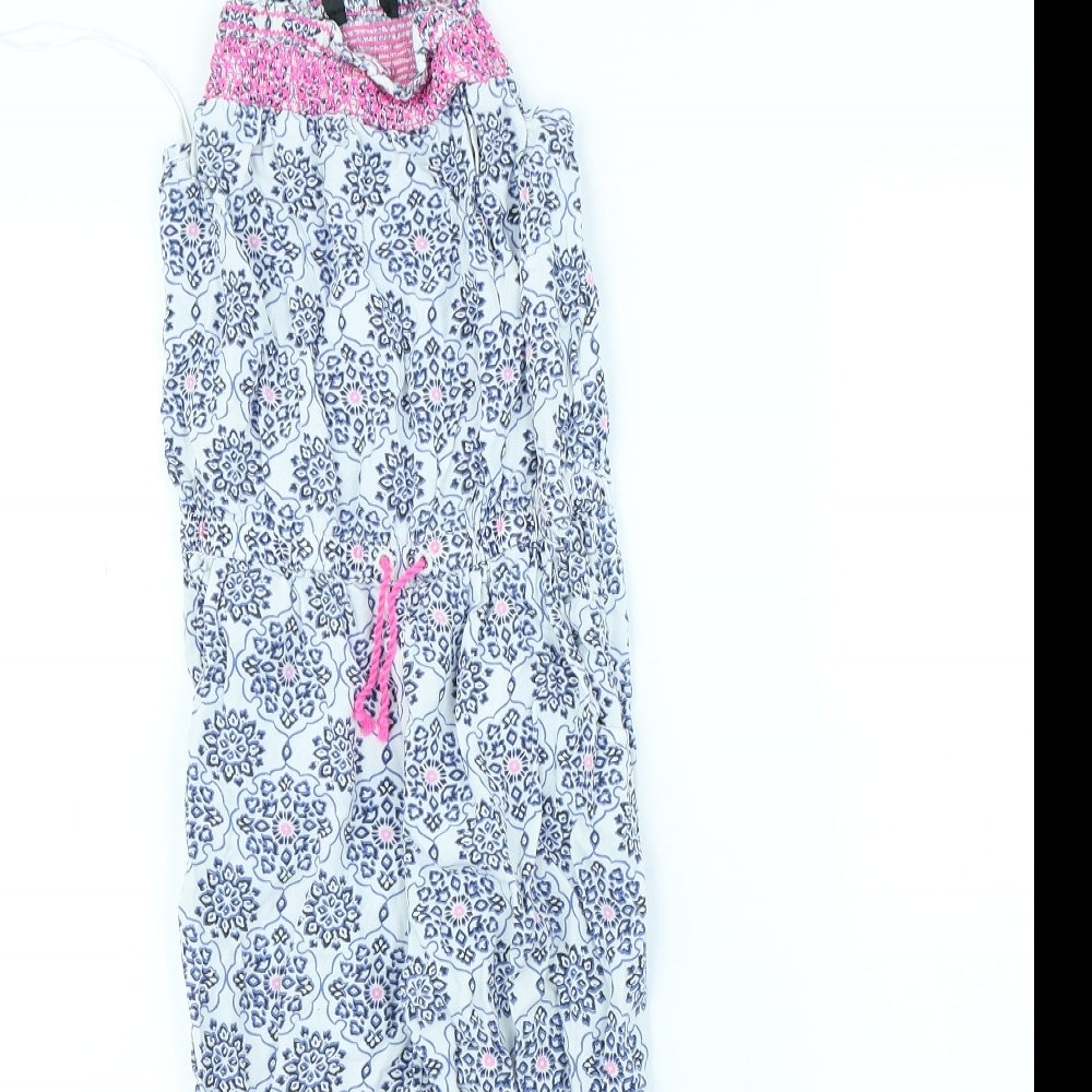 George Girls White Geometric  Jumpsuit One-Piece Size 7 Years