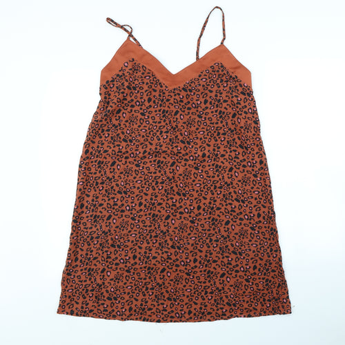 Nutmeg Womens Brown Animal Print Rayon Cami Dress Size 12