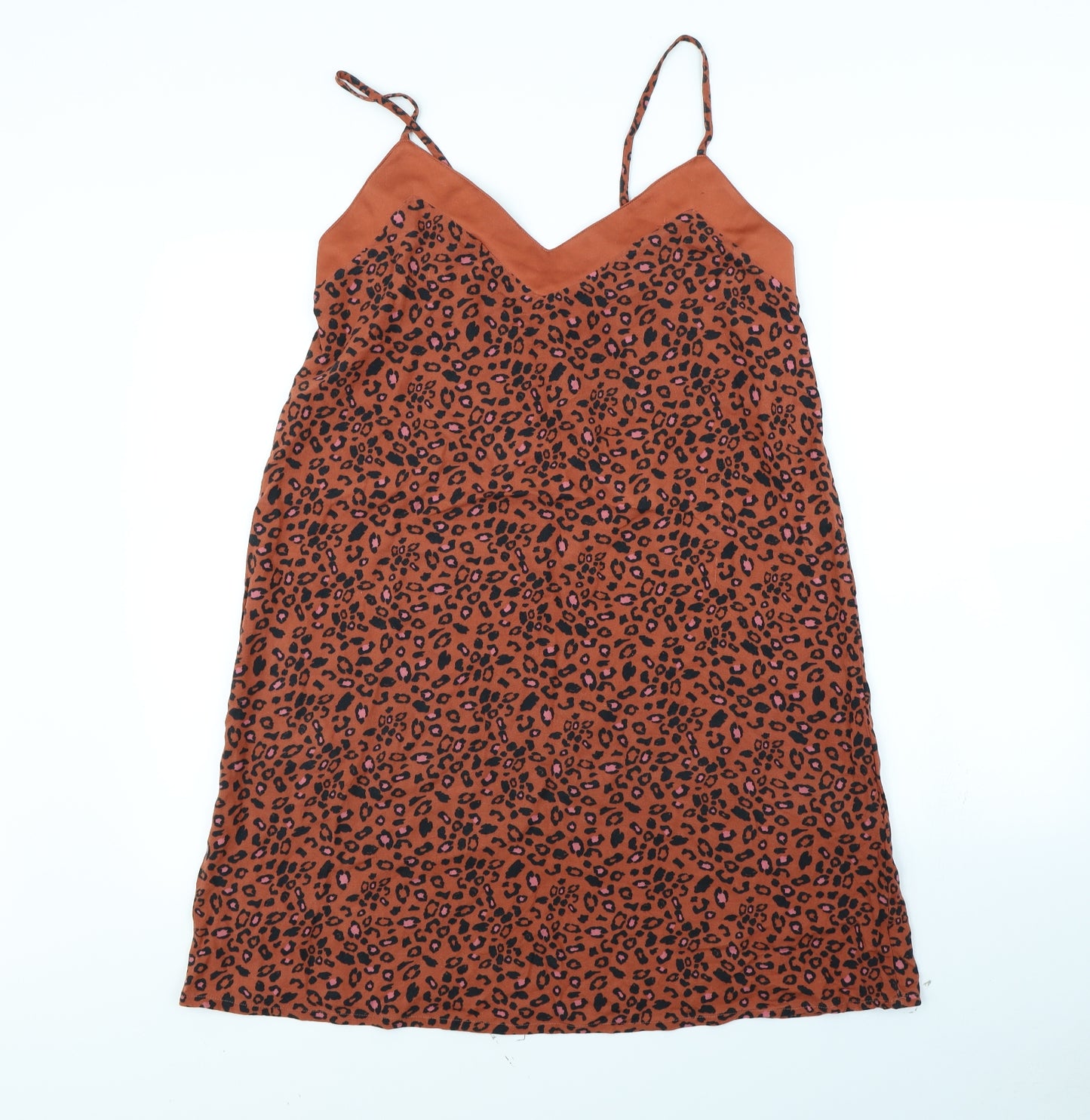 Nutmeg Womens Brown Animal Print Rayon Cami Dress Size 12