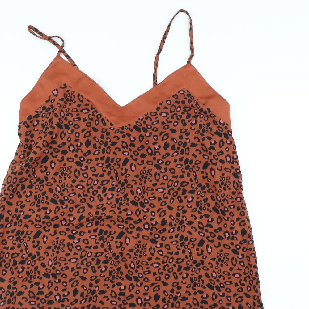 Nutmeg Womens Brown Animal Print Rayon Cami Dress Size 12