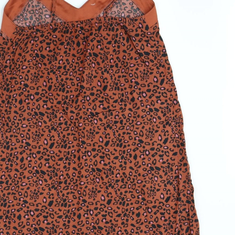 Nutmeg Womens Brown Animal Print Rayon Cami Dress Size 12