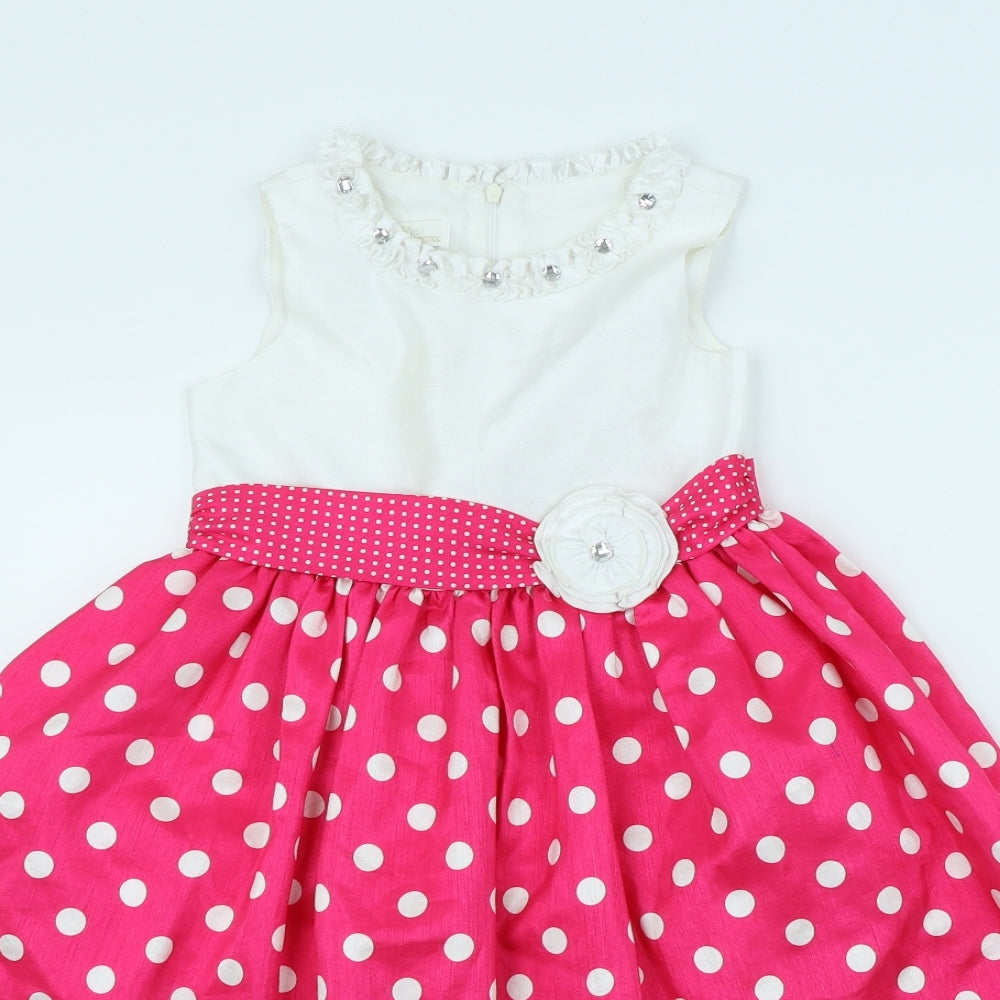 American Princess Girls Pink Polka Dot  Fit & Flare  Size 7 Years