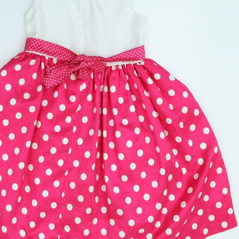 American Princess Girls Pink Polka Dot  Fit & Flare  Size 7 Years