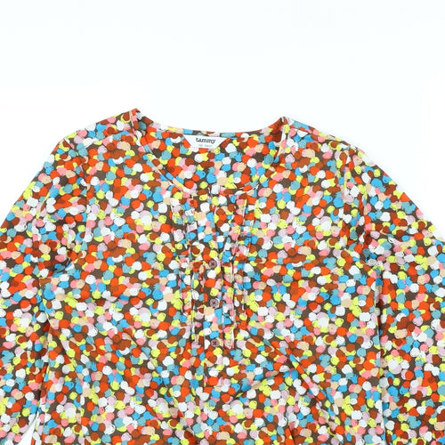 Tammy Girls Brown Polka Dot  Basic Blouse Size 13 Years