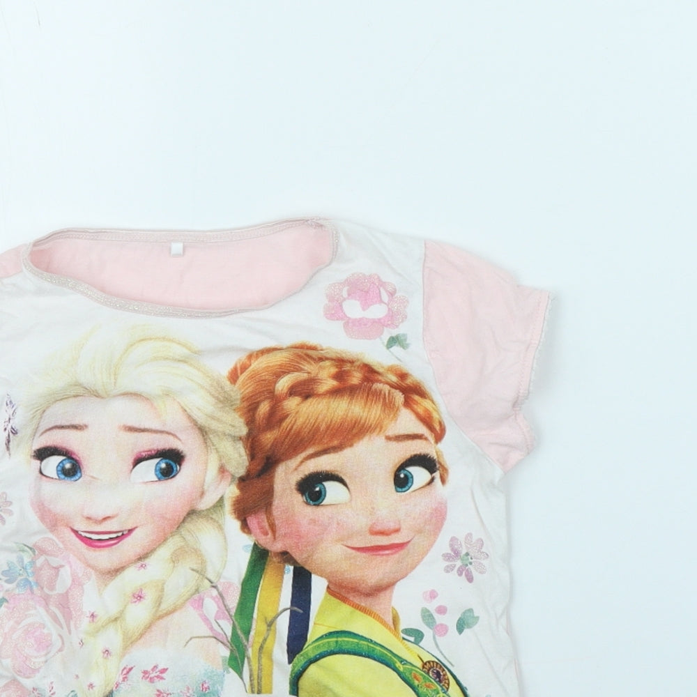George Girls Pink   Basic T-Shirt Size 6 Years  - Frozen