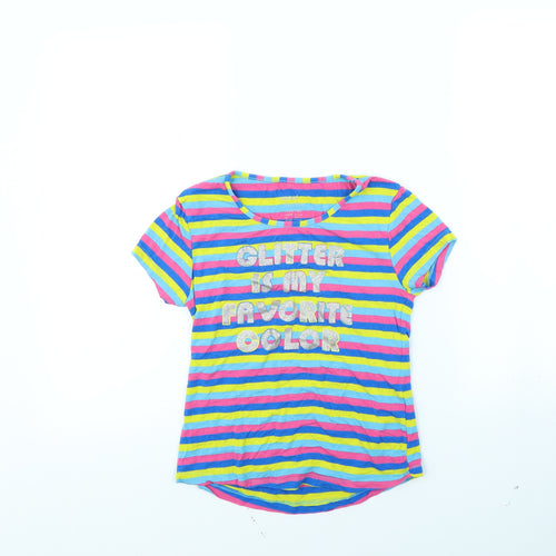 Pepperts Girls Multicoloured Striped  Basic T-Shirt Size 9 Years