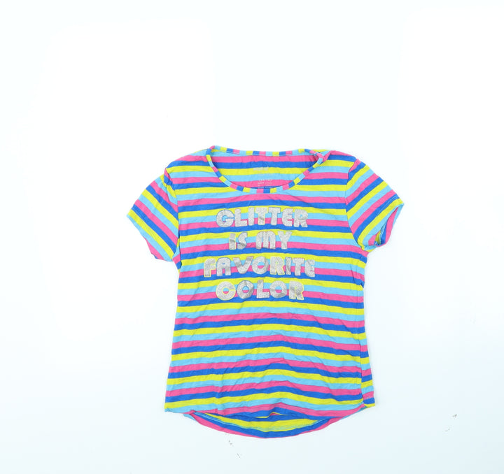 Pepperts Girls Multicoloured Striped  Basic T-Shirt Size 9 Years