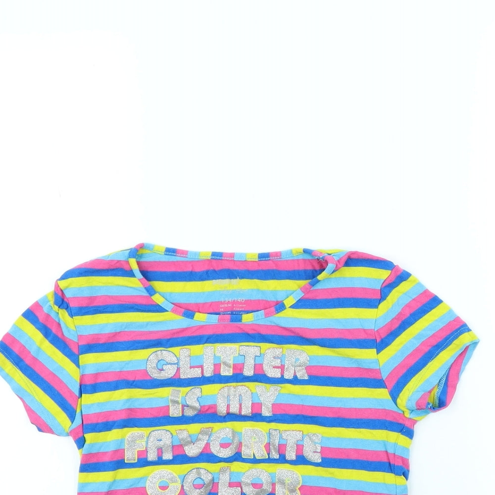 Pepperts Girls Multicoloured Striped  Basic T-Shirt Size 9 Years