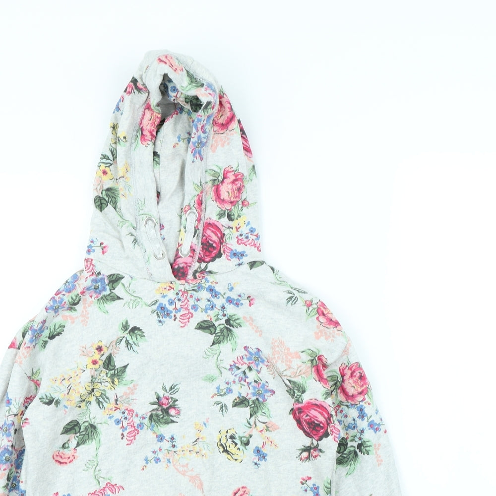 NEXT Girls Grey Floral  Pullover Hoodie Size 8 Years