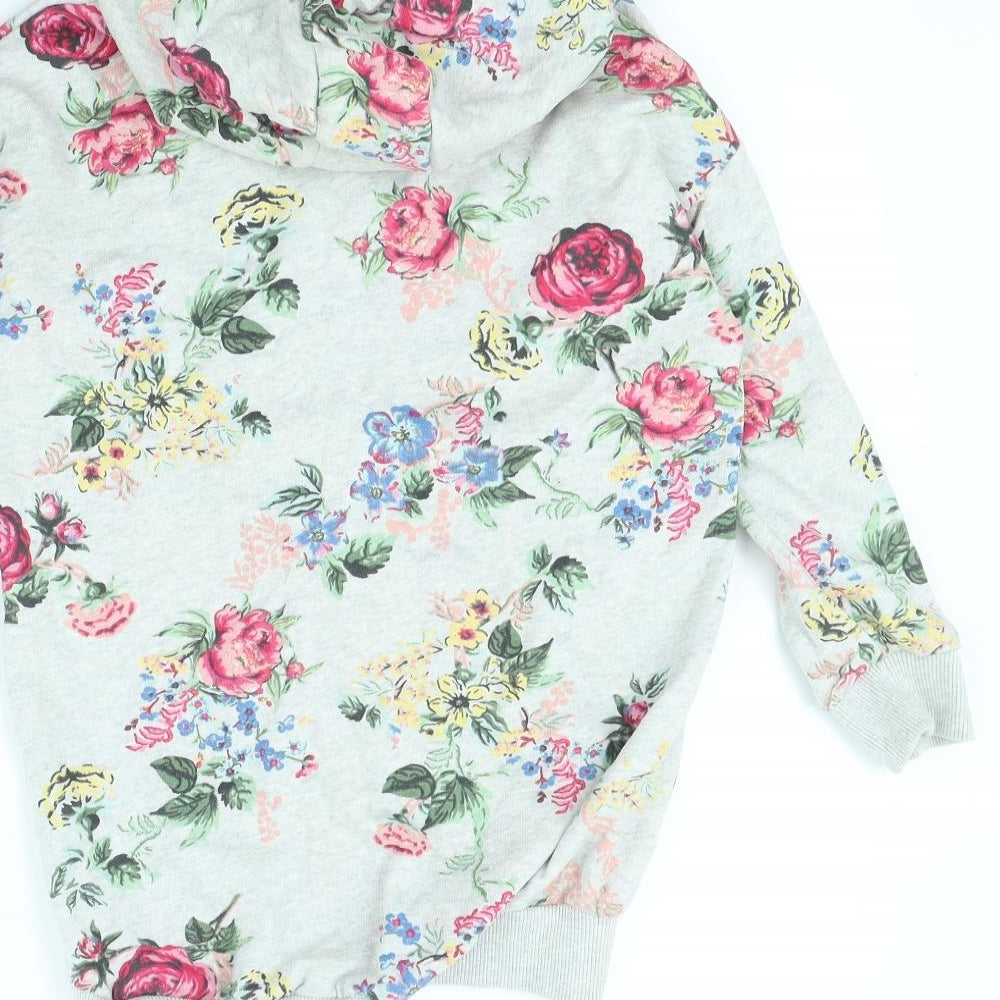 NEXT Girls Grey Floral  Pullover Hoodie Size 8 Years