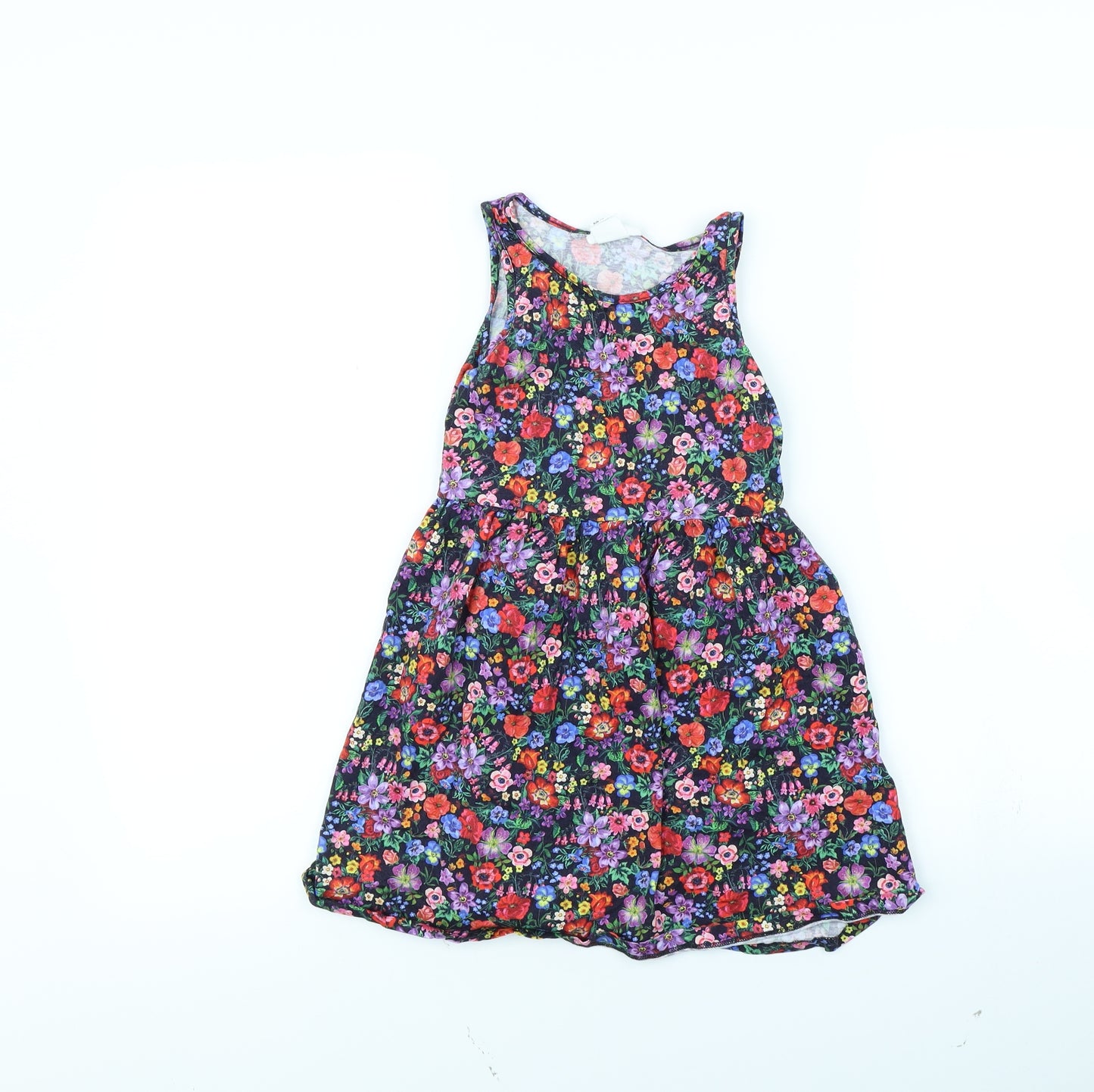H&M Girls Black Floral  Fit & Flare  Size 6 Years