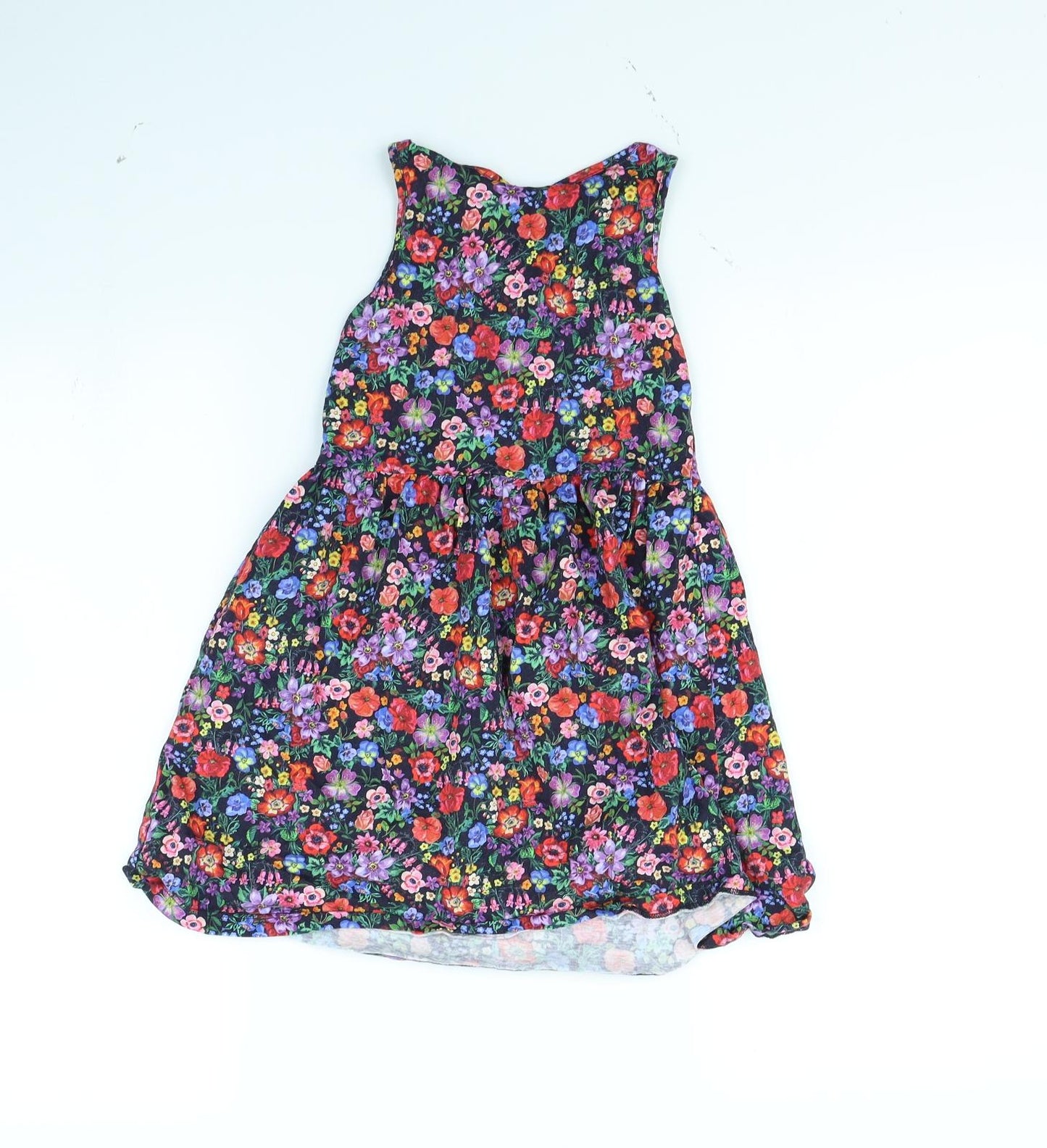 H&M Girls Black Floral  Fit & Flare  Size 6 Years