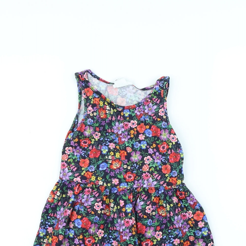 H&M Girls Black Floral  Fit & Flare  Size 6 Years