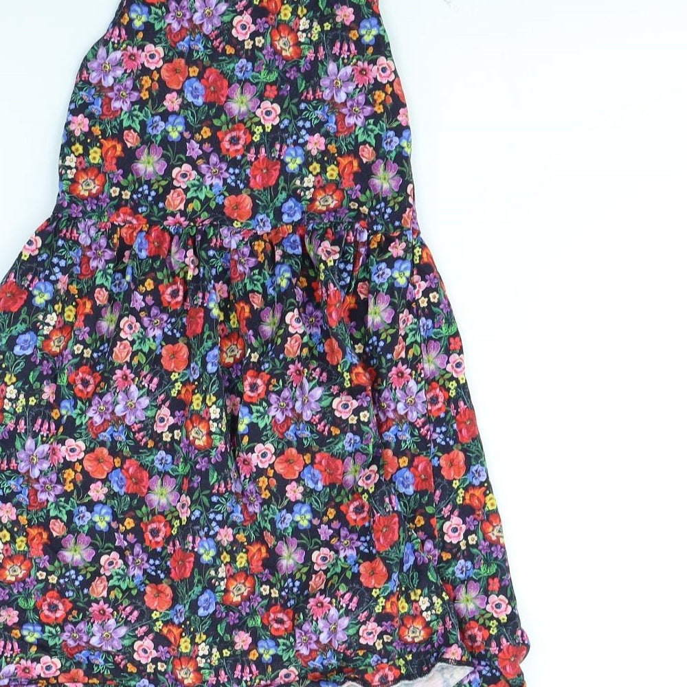 H&M Girls Black Floral  Fit & Flare  Size 6 Years