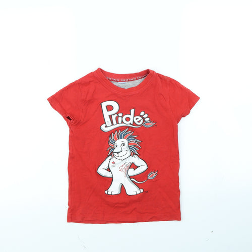 Preworn Boys Red   Basic T-Shirt Size 5 Years  - Olympics