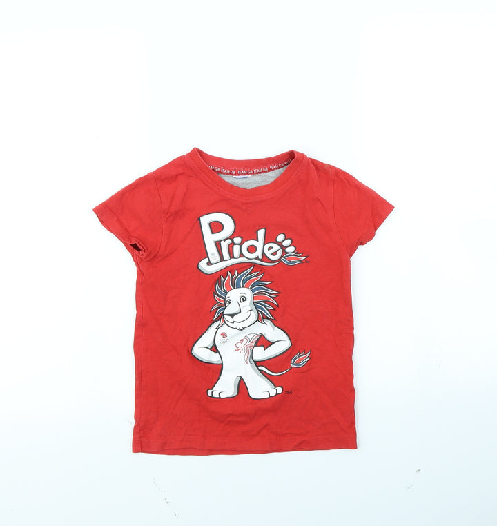 Preworn Boys Red Basic T-Shirt Size 5 Years - Olympics